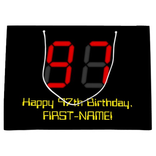 97th Birthday Red Digital Clock Style 97  Name Large Gift Bag