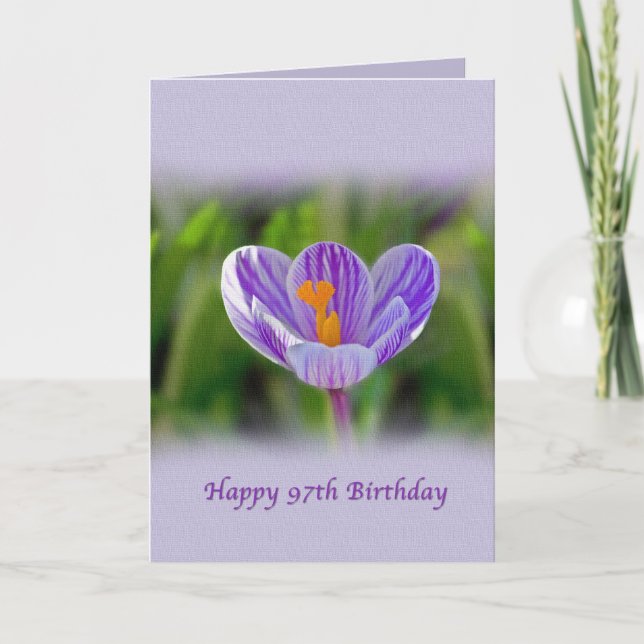 97th Birthday, Religious, Crocus Flower Card (Front)