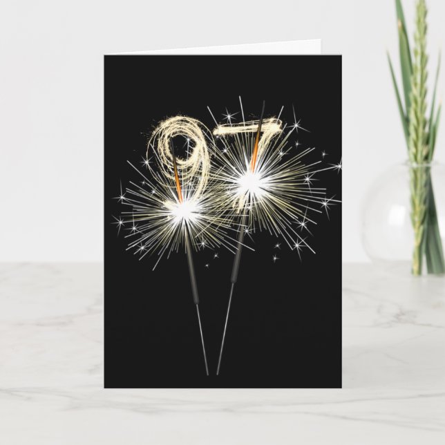 97th Birthday Sparklers on Black Card (Front)