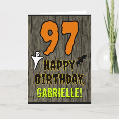 97th Birthday Spooky Halloween Theme Custom Name Card