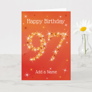 97th Birthday - Star Number - Red - Age 97 Card