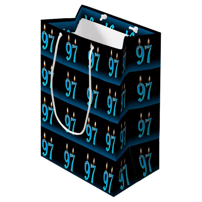 97th birthday with eyeball candles medium gift bag (Front Angled)