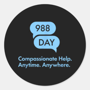 988 Day - Suprt Suicide Prevention 9_8 988 Day Classic Round Sticker