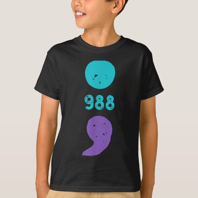 988 Semicolon Mental Health S Suicide Prevention  T-Shirt (Front)