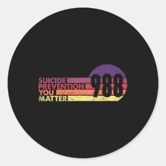 988 Shirt Suicide Prevention Lifeline 988 Awarenes Classic Round Sticker
