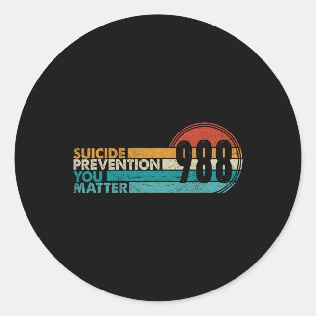 988 Shirt Suicide Prevention Lifeline 988 Awarenes Classic Round Sticker (Front)