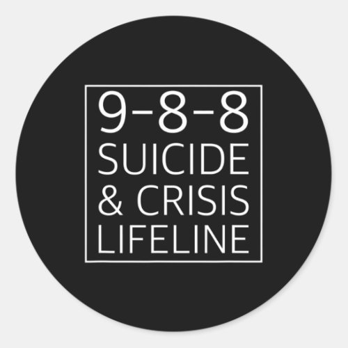 988  _ Suicide Awareness Crisis Lifeline 988   Classic Round Sticker