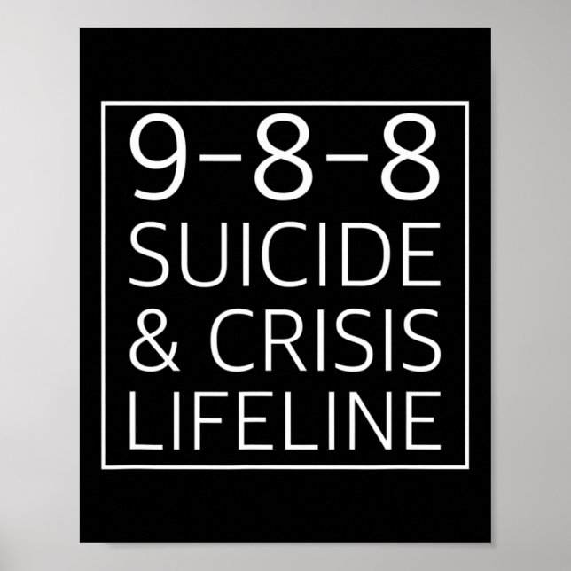 988 - Suicide Awareness Crisis Lifeline 988 Poster (Front)