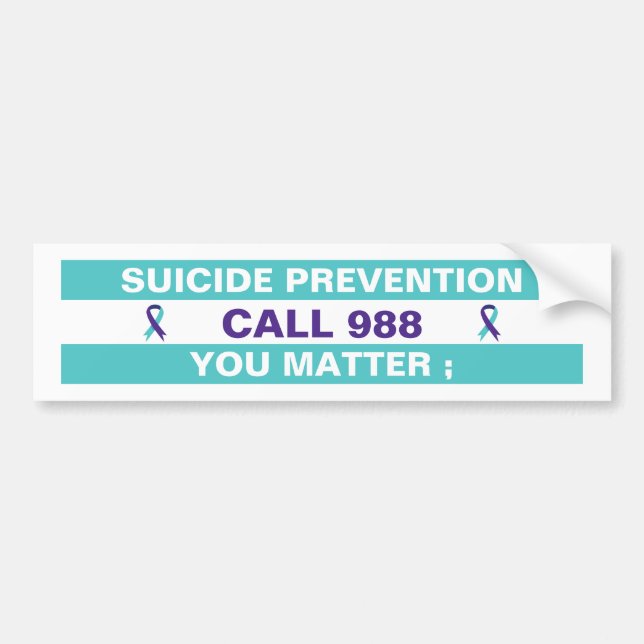 988 Suicide Hotline Prevention Mental Health Bumper Sticker (Front)