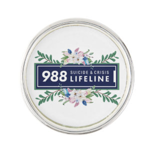 988 Suicide Lifeline Floral Lapel Pin