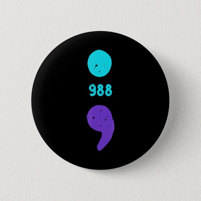 988 Suicide Prevention 988 Comma  Button (Front)