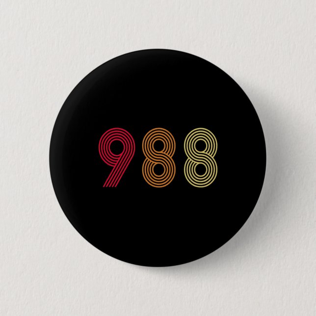 988 Suicide Prevention Hotline Health Mental Aware Button (Front)