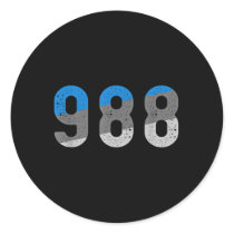 988 Tee Suicide Prevention Hotline Health Awarenes Classic Round Sticker