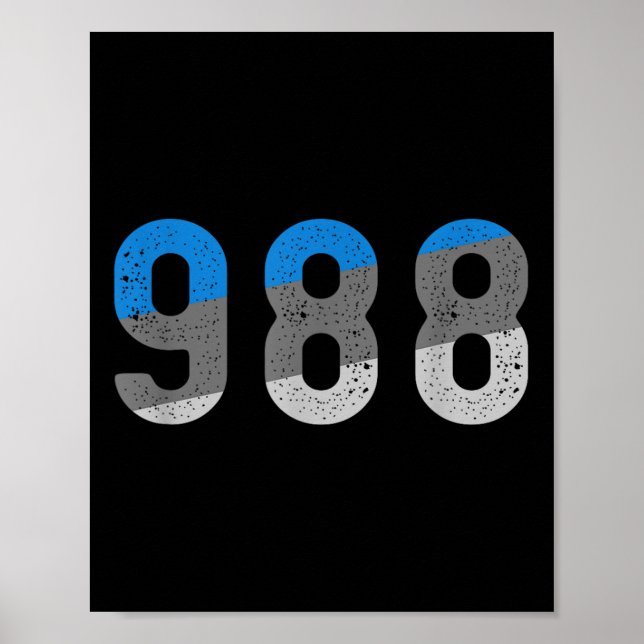 988 Tee Suicide Prevention Hotline Health Awarenes Poster (Front)