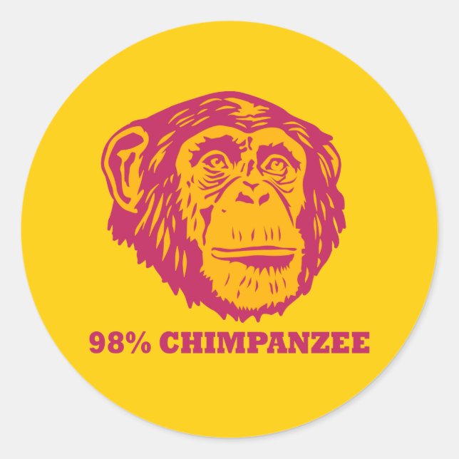 98% Chimpanzee Classic Round Sticker (Front)