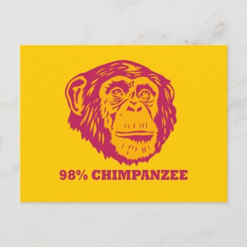 98% Chimpanzee Postcard by jamierushad at Zazzle