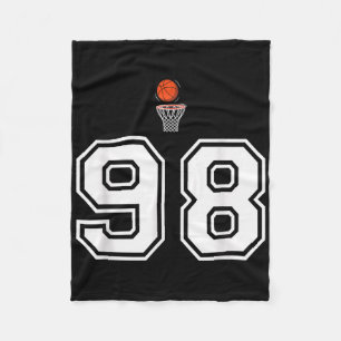 98 Number Basketball Style Vintage White Fleece Blanket