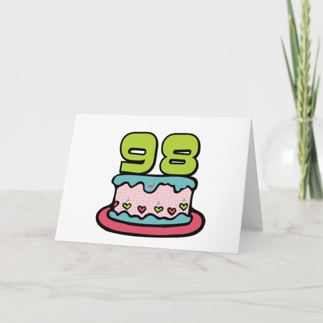 98 Year Old Birthday Cake Card (Front)