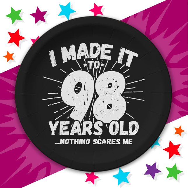98 Year Old Sarcastic Meme Funny 98th Birthday Paper Plates (Creator Uploaded)