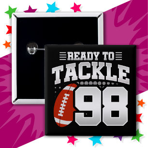 98 Year Old Tackle Football Party 98th Birthday Button