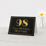 [ Thumbnail: 98th Birthday: Art Deco Inspired Look "98" + Name Card ]