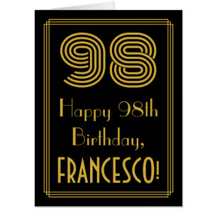 98th Birthday: Art Deco Inspired Look “98” + Name Card