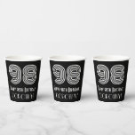 [ Thumbnail: 98th Birthday — Art Deco Inspired Look “98” + Name Paper Cups ]