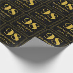 [ Thumbnail: 98th Birthday ~ Art Deco Inspired Look "98", Name Wrapping Paper ]