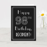[ Thumbnail: 98th Birthday: Art Deco Style # 98 & Custom Name Card ]
