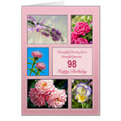 98th birthday, beautiful flowers card (Front)