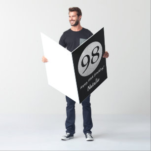 98th Birthday Black Silver Glitter Extra Large Card