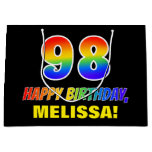 [ Thumbnail: 98th Birthday: Bold, Fun, Simple, Rainbow 98 Gift Bag ]