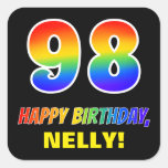 [ Thumbnail: 98th Birthday: Bold, Fun, Simple, Rainbow 98 Sticker ]