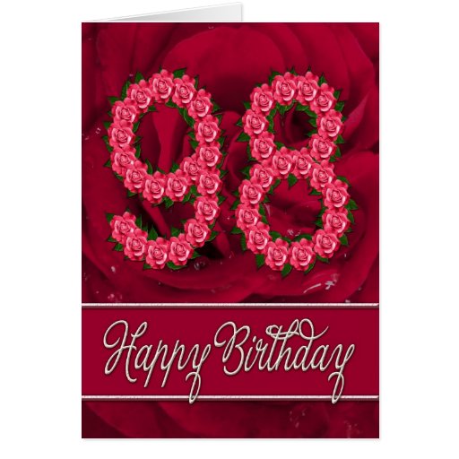 98th birthday card with roses and leaves | Zazzle