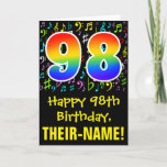 [ Thumbnail: 98th Birthday: Colorful Music Symbols + Rainbow 98 Card ]