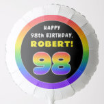 [ Thumbnail: 98th Birthday: Colorful Rainbow # 98, Custom Name Balloon ]