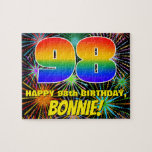 [ Thumbnail: 98th Birthday: Fun, Colorful Celebratory Fireworks Jigsaw Puzzle ]