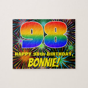 98th Birthday: Fun, Colorful Celebratory Fireworks Jigsaw Puzzle