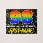 [ Thumbnail: 98th Birthday — Fun, Colorful Music Symbols & “98” Jigsaw Puzzle ]