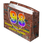 [ Thumbnail: 98th Birthday: Fun, Graffiti-Inspired Rainbow # 98 Gift Bag ]