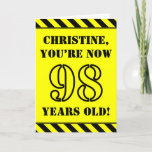 [ Thumbnail: 98th Birthday: Fun Stencil Style Text, Custom Name Card ]