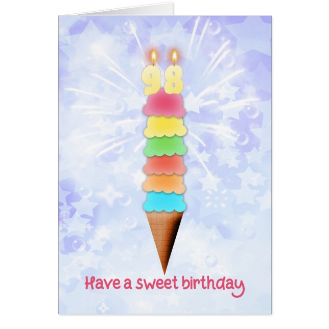 98th  Birthday Giant Ice Cream Cards (Front)