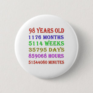 98th  Birthday Milestones Button