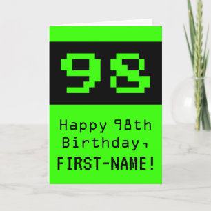 98th Birthday: Nerdy / Geeky Style "98" and Name Card