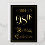 [ Thumbnail: 98th Birthday Party — Fancy Script & Custom Name Invitation ]