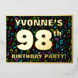 [ Thumbnail: 98th Birthday Party — Fun, Colorful Music Symbols Invitation ]