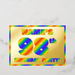 [ Thumbnail: 98th Birthday Party — Fun, Rainbow Spectrum “98” Invitation ]
