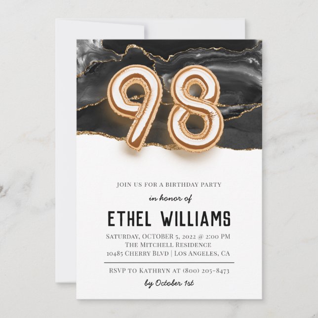 98th Birthday Party Invitation (Front)