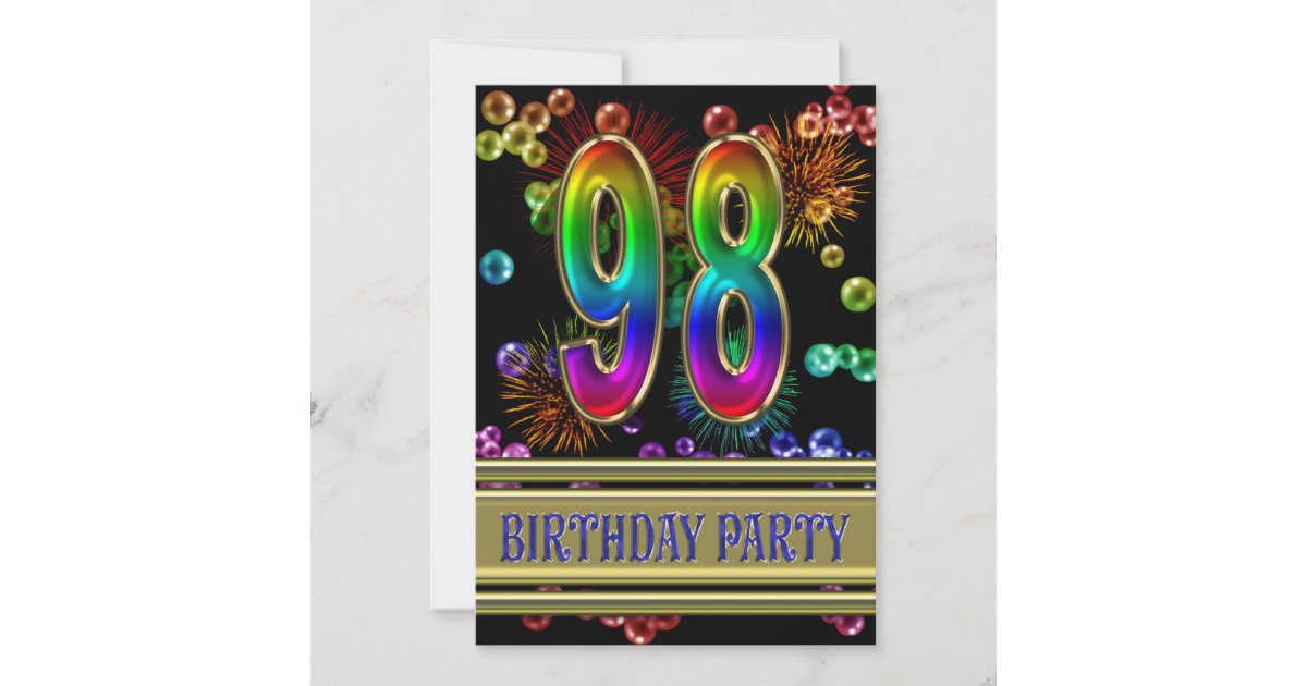 98th Birthday party Invitation with bubbles | Zazzle