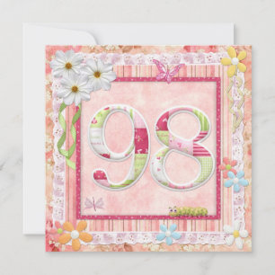 98th birthday party scrapbooking style invitation